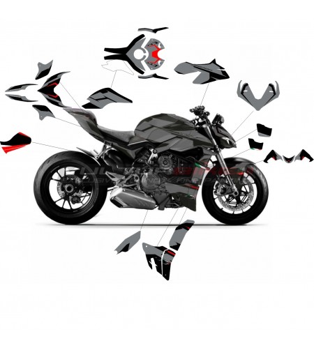 Graues Design-Aufkleber-Kit - Ducati Streetfighter V4