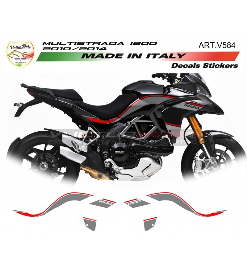 Kit autocollants moto noir - Ducati multistrada 1200/1200S 2010/2014