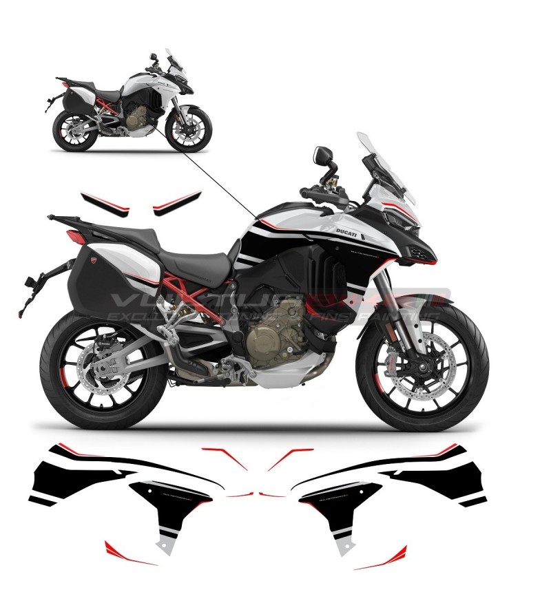 Komplette Aufkleber Kit Black Edition - Ducati Multistrada V4 Eisberg Weiß