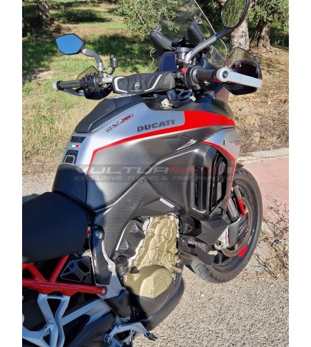 Brushed aluminum effect carbon tank cover - Ducati Multistrada V4 / V4S 