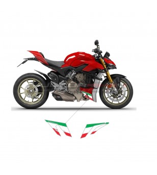 Juego de adhesivos para carenados laterales inferiores Diseño tricolor italiano - Ducati Streetfighter V4 / V4S