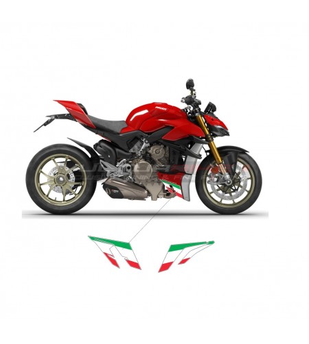 Set adesivi per carene laterali inferiori design tricolore italiano - Ducati Streetfighter V4 / V4S