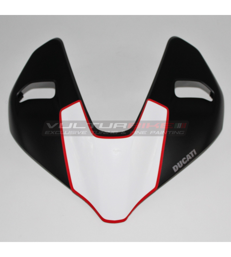 White sticker with red border for fairing - Ducati Streetfighter V2 / V4 / V4S