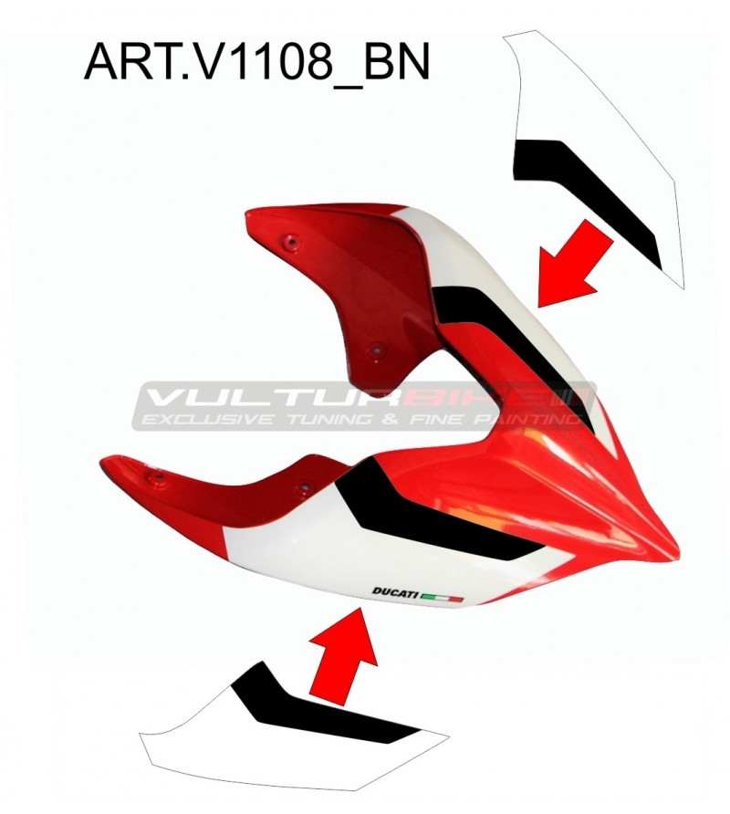 Weiß-schwarze Aufkleber für Heck - Ducati Panigale / Streetfighter V4 / V4S / V2