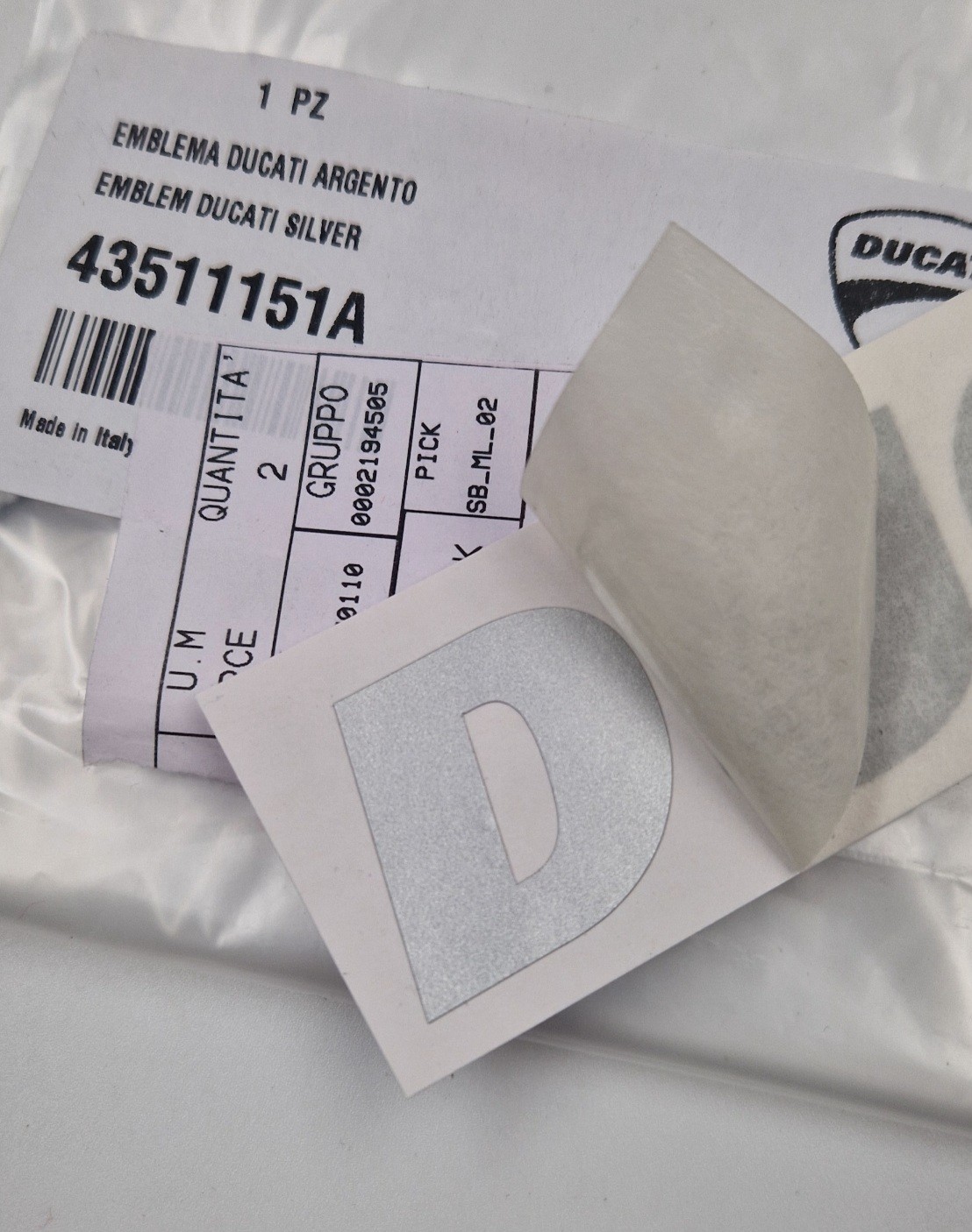 Original decal DUCATI - mm.160 x 29 (Silver)