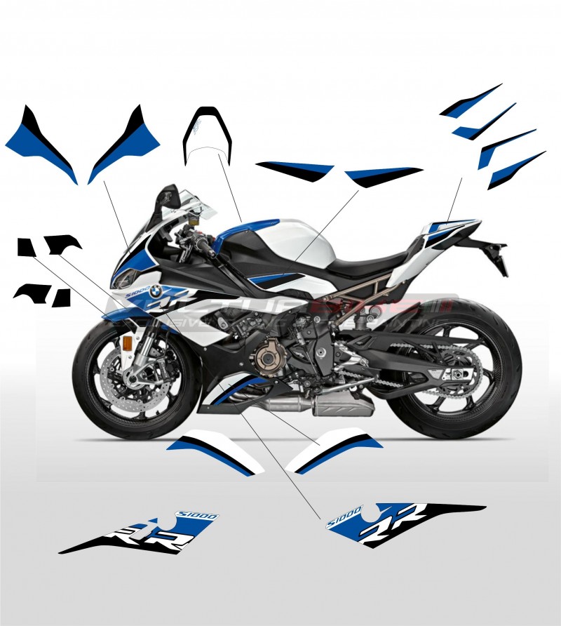 Complete black and blue sticker kit - BMW S1000RR 2019 / 2022