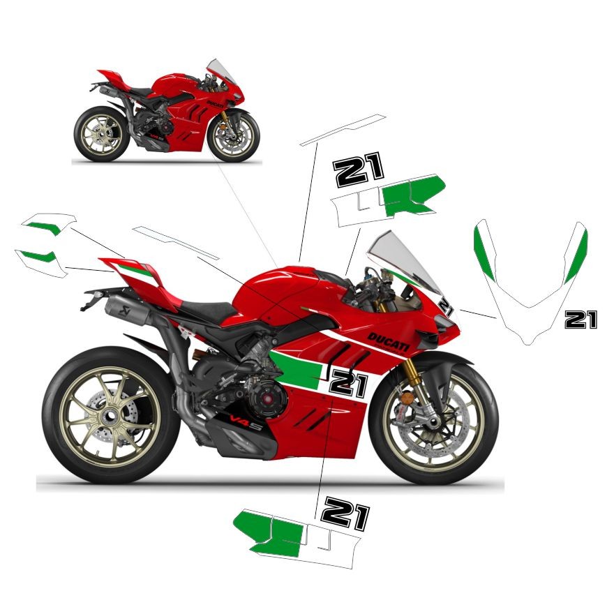 Troy Bayliss tribute stickers kit - Ducati Panigale V4 / V4S 2022