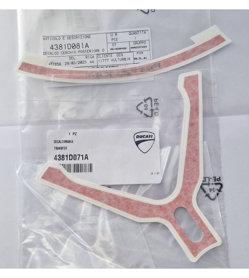 Original rear wheel decals Ducati Monster 1200S