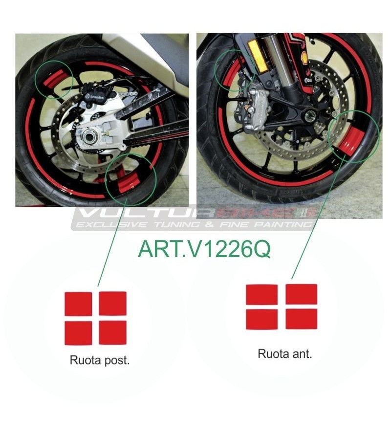 Colored adhesive rectangles for wheels - Ducati Multistrada V4 / 950
