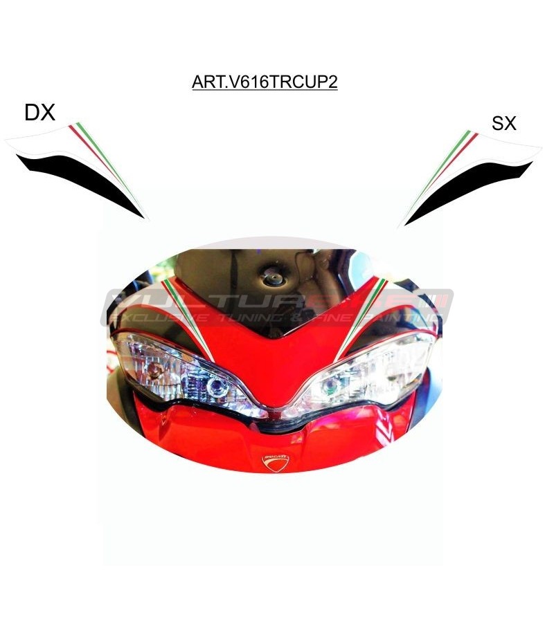 Black and white basic adhesive templates for windshield - Ducati Multistrada 950/1200/1260 from 2015 to 2020