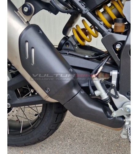 Carbon exhaust manifold heat shield for Ducati DesertX
