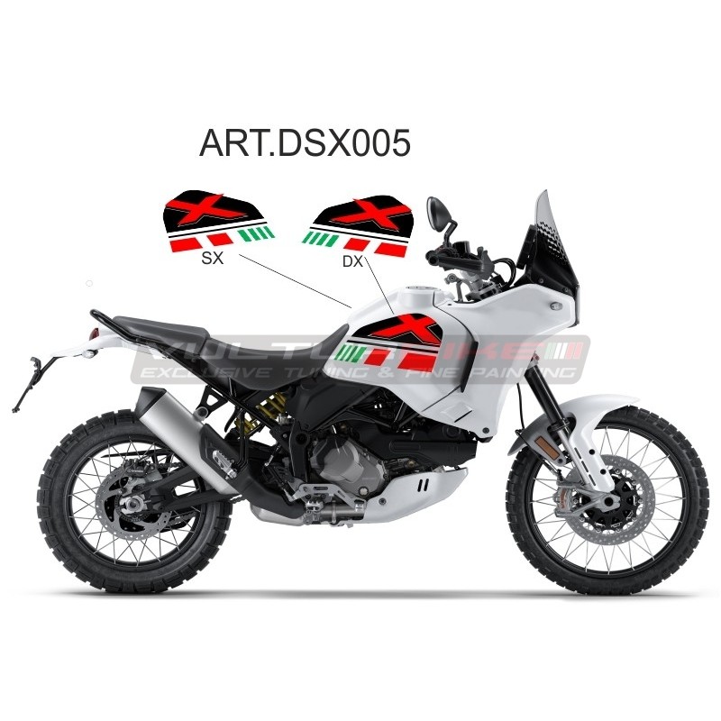 Red Custom Tank Stickers Kit - Ducati DesertX