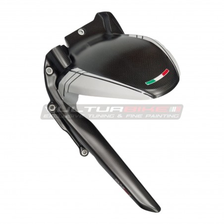 Parafango posteriore carbonio con paracatena - Ducati Multistrada V4 Iceberg White 
