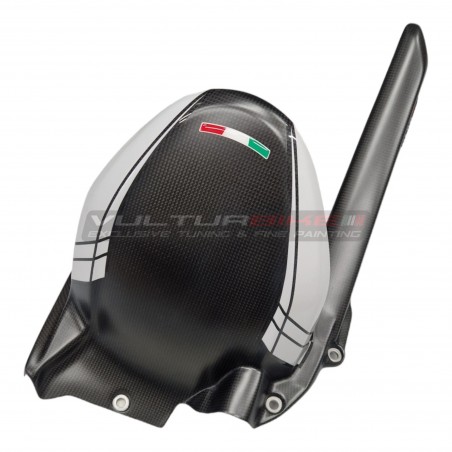 Carbon rear fender with chain guard - Ducati Multistrada V4 Iceberg White 