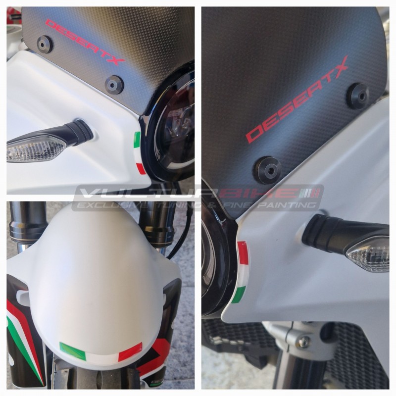 Kit autocollants 3 drapeaux en résine italienne - Ducati DesertX