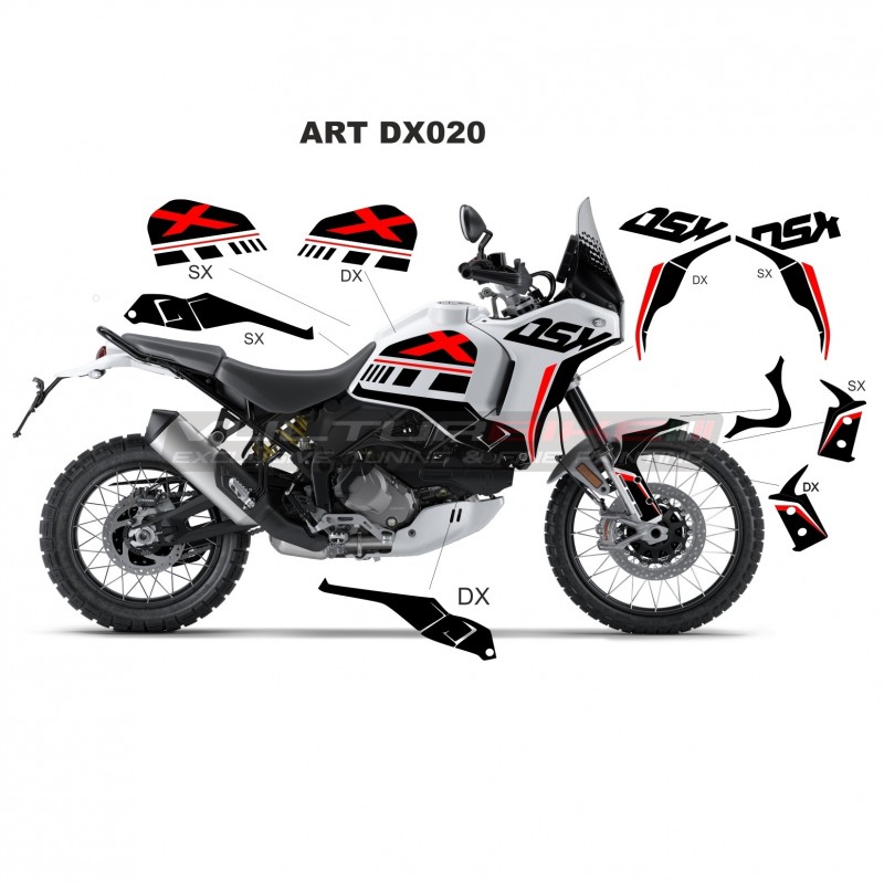 Kit de pegatinas de diseño completo negro rojo DSX - Ducati DesertX