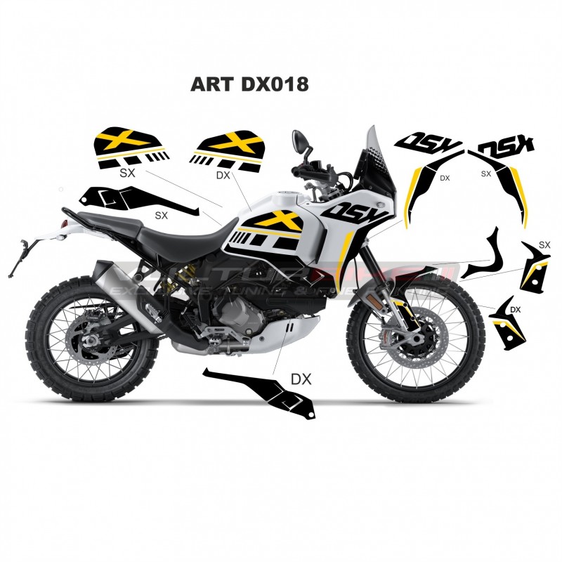 Kit complet autocollants jaune noir - Ducati DesertX