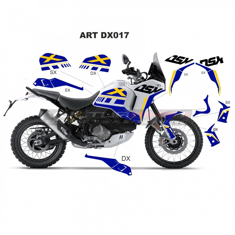 Kit complet d’autocollants jaune-bleu - Ducati DesertX