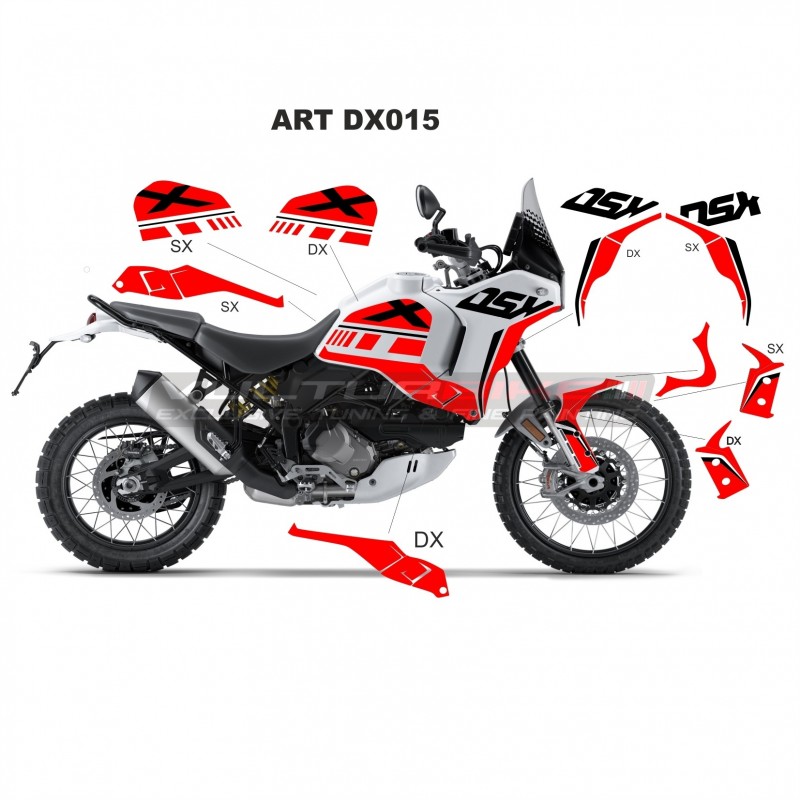 Complete kit stickers design red - Ducati DesertX