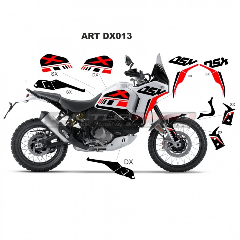 Kit autocollants design complet rouge noir - Ducati DesertX
