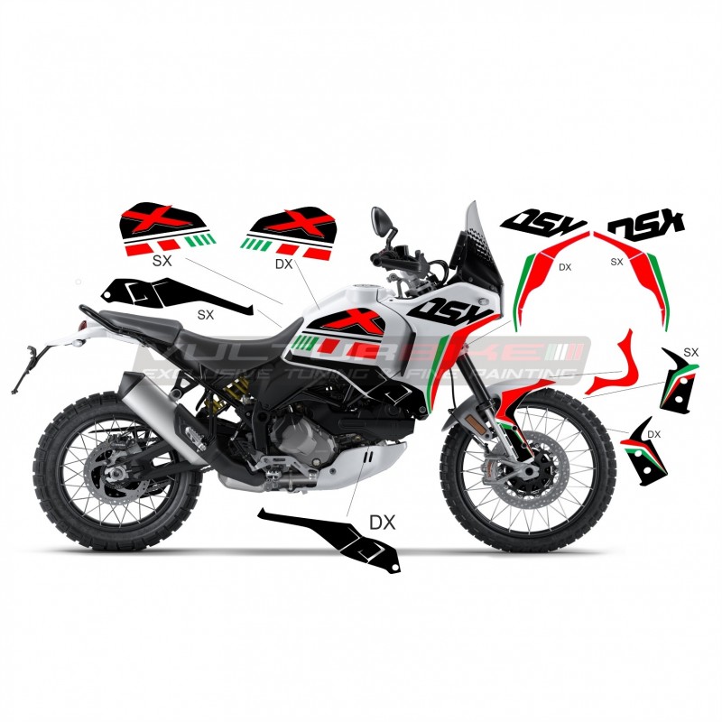 Komplettes Aufkleber-Set mit dreifarbigem Design - Ducati DesertX