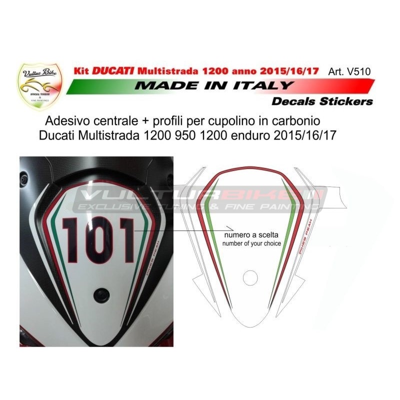 Adhésif personnalisable pour plexi carbone - Ducati Multistrada 2015/17