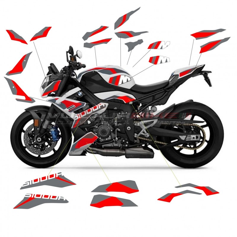 Custom Sticker Kit Grau Rot für Bmw S1000R