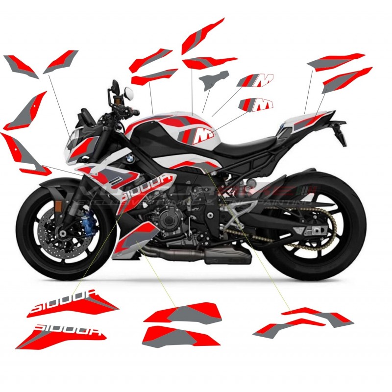 Kit adesivi personalizzati rosso grigio per Bmw S1000R