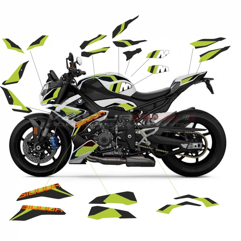 Custom lime green and black sticker kit for Bmw S1000R