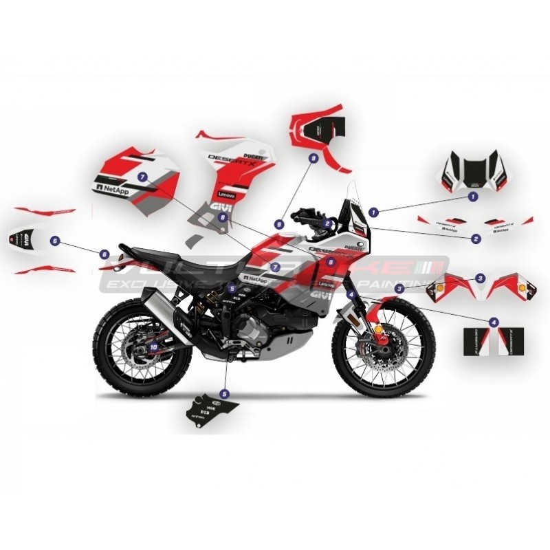 Kit completo de pegatinas de diseño de carrera - Ducati DesertX