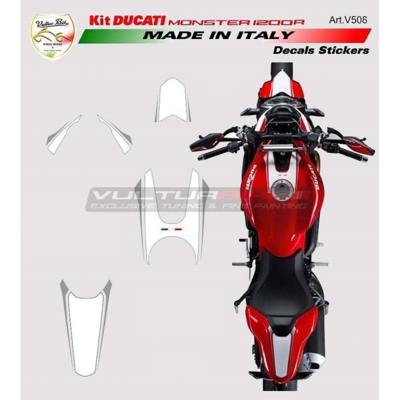 Kit adhesivo blanco/plateado - Ducati Monster 1200R 2017