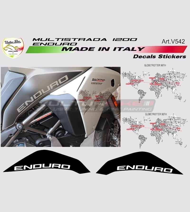 Matt schwarz 90. Globetrotter Aufkleber Kit - Ducati multistrada 1200 Enduro