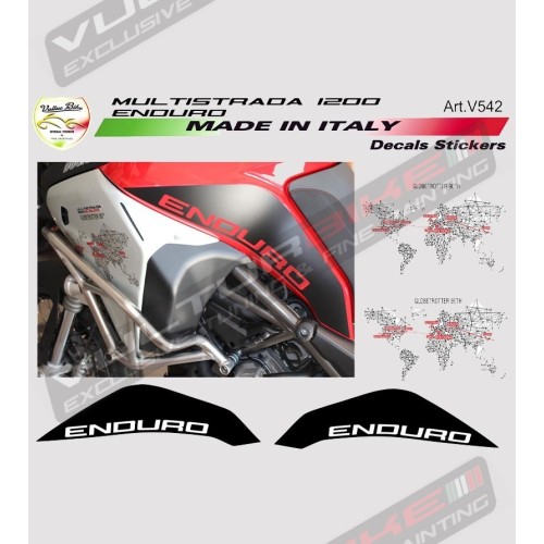 Kit adesivi globetrotter 90th nero opaco - Ducati multistrada 1200 enduro 