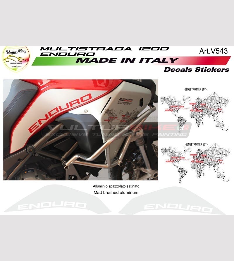 Globetrotter sticker kit 90th aluminium sp.sa. - Ducati multistrada 1200 enduro