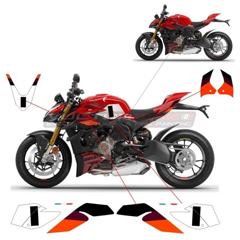 Kit complet d'autocollants design couleur - Ducati Streetfighter