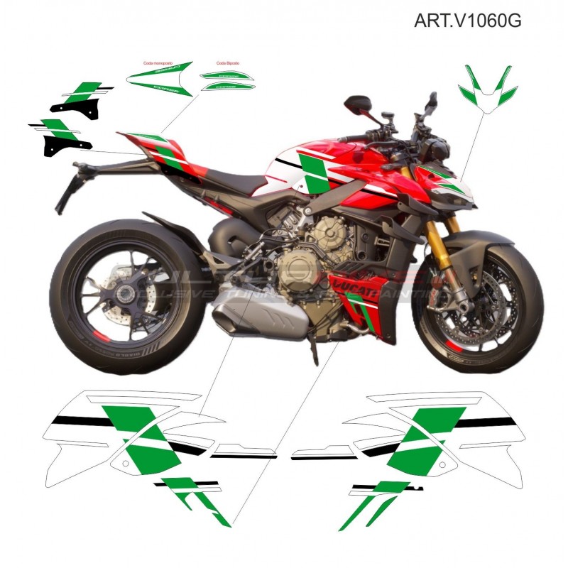 Kit completo de pegatinas diseño S CORSE verde - Ducati Streetfighter V4 2023 / 2024