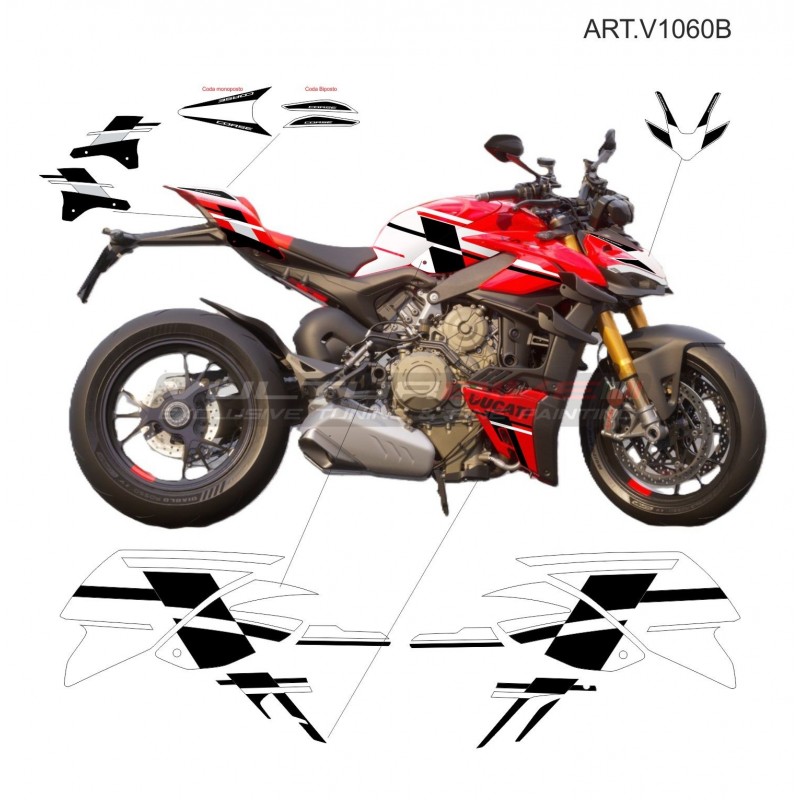 Kompletter Aufklebersatz Design S CORSE schwarz - Ducati Streetfighter V4 2023 / 2024