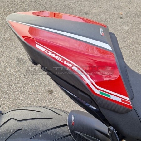 Custom Carbon Sitzbezug "ROT / CARBON" - Ducati Diavel V4