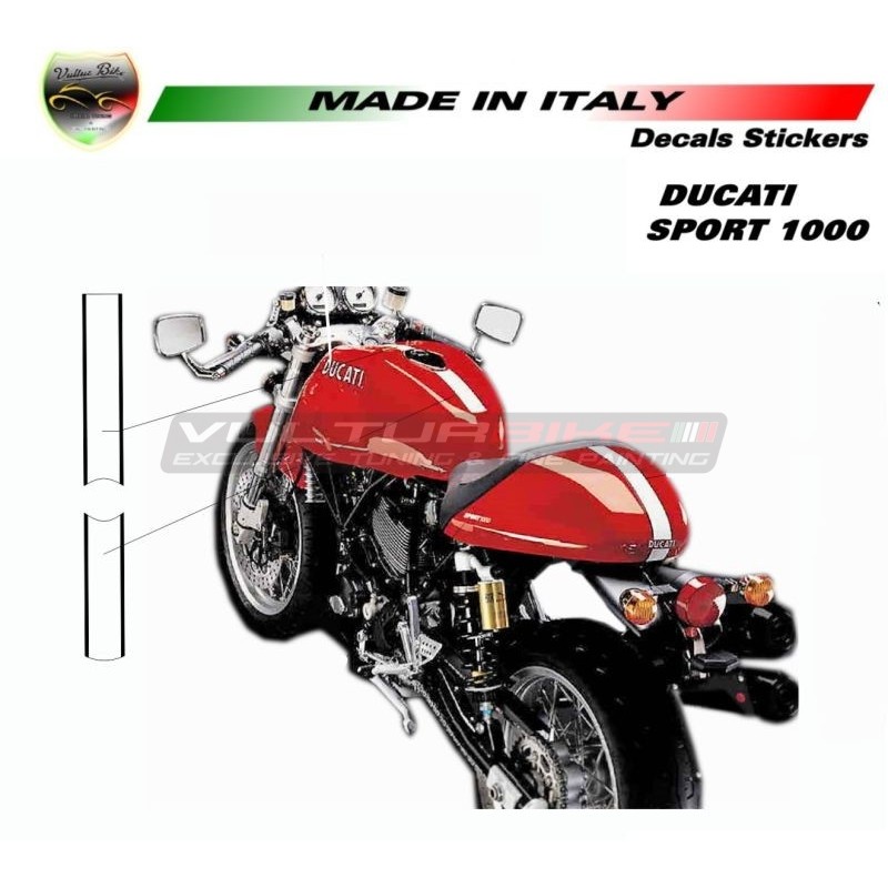 Black / white tank sticker kit - Ducati GT Sport 1000