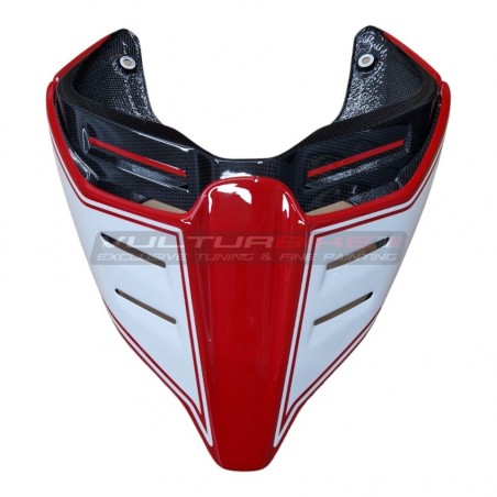 Cola de carbono con diseño deportivo rojo/blanco - Ducati Panigale / Streetfighter V4 / V2