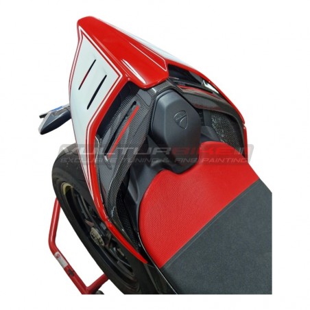 Cola de carbono con diseño deportivo rojo/blanco - Ducati Panigale / Streetfighter V4 / V2