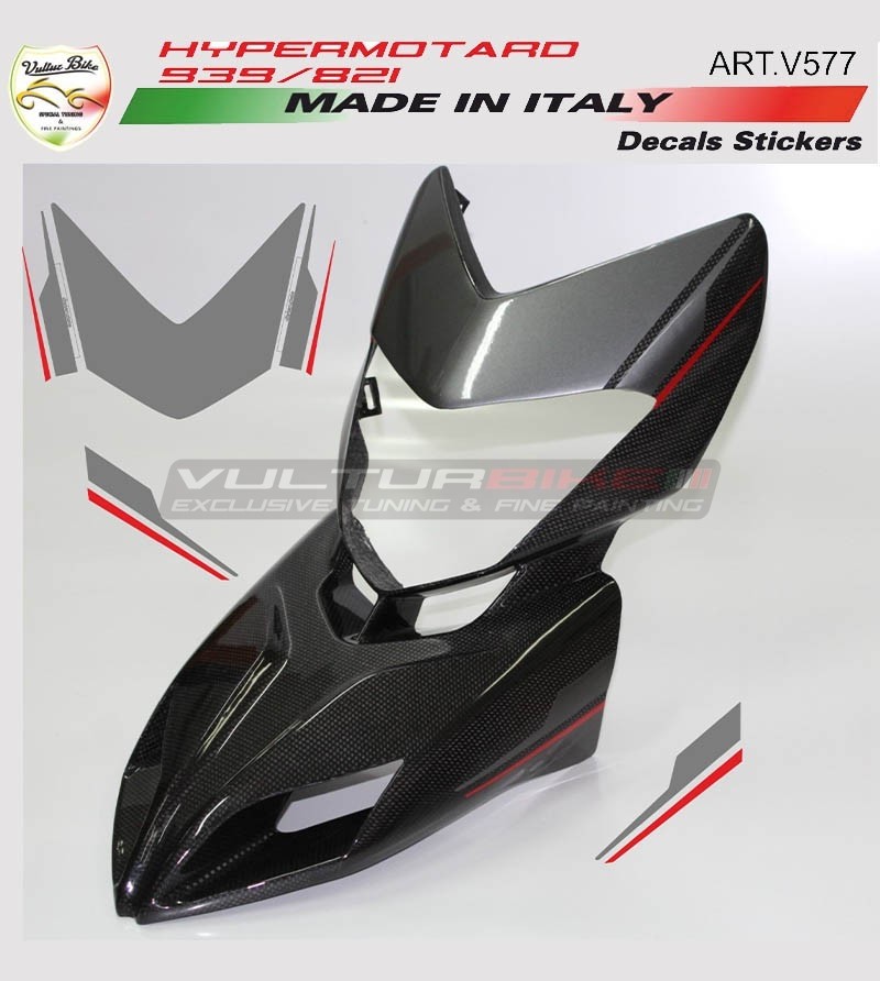 Front fairing's stickers graphite/red- Ducati Hypermotard 821/939