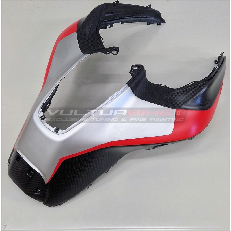 Brushed aluminum effect carbon tank cover - Ducati Multistrada V4 / V4S