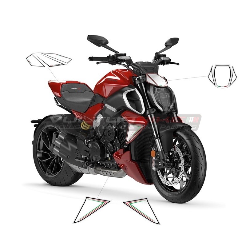 Kit autocollants blancs et tricolores - Ducati Diavel V4