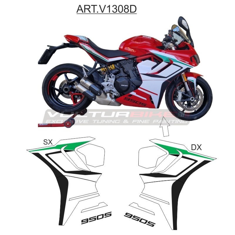 Stickers kit for tricolor design side fairings - Ducati Supersport 950