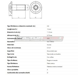 Kit viti a testa bombata flangiata ed esagono incassato M5 x 16