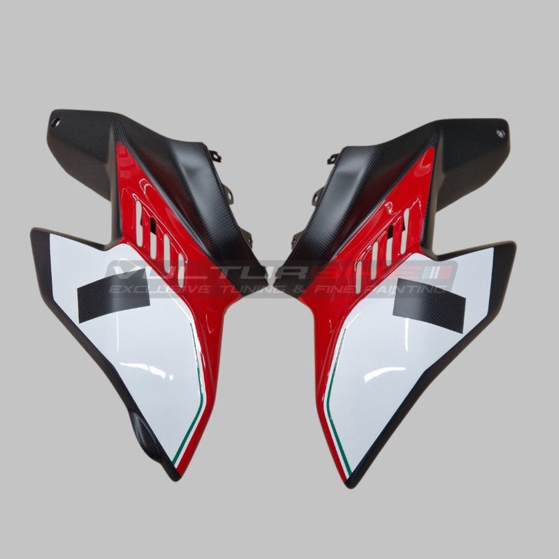 Upper fairing set in carbon fiber tricolor design - Ducati Streetfighter V4 / V4S / V4SP2