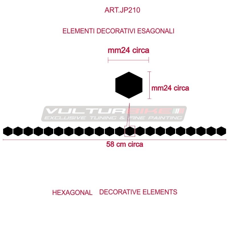 Elementos hexagonales para diversas decoraciones