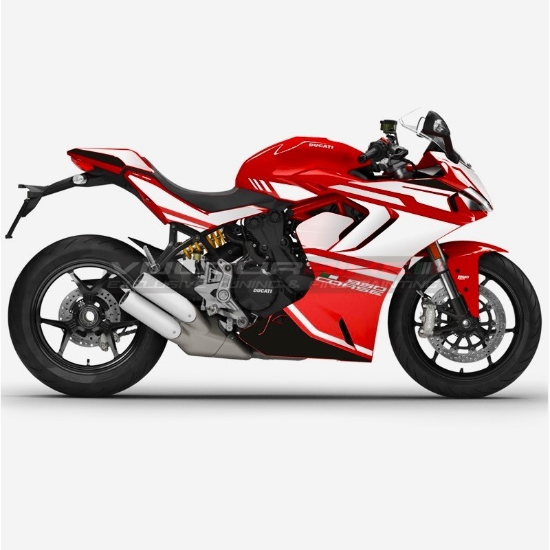 Komplettes schwarz-weißes Abziehbild-Set - Ducati Supersport 950 / 950S