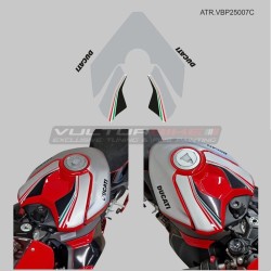 Custom decorative elements for Ducati Panigale V4 tank